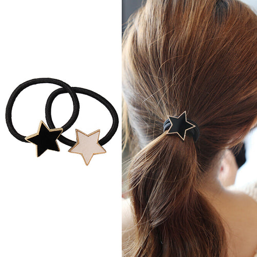 M MISM Simple Metal Star Hair Rope Women Elastic Hair Band Girls Headwear Scrunchy Headbands Trendy Alloy Stars Hair Accessories