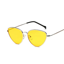 Retro Vintage Sunglasses Women Small Face Luxury Cateye Pink Ladies Sunglasses Fashion Men Yellow Tinted Lens Eyewear