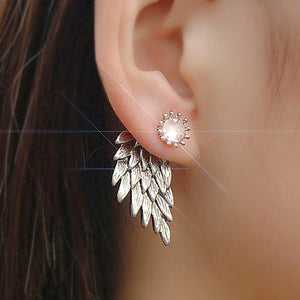 New Fashion Imitation Pearl Heart Crystal Flower Bow Leaf Angel Wings Geometry Stud Earrings for Women Jewelry Bijoux