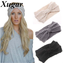 Winter New Fashion Solid Wool Warm Crochet Bow Headband For Lady Women Head Bands Knitting Headwraps Hair Accessories