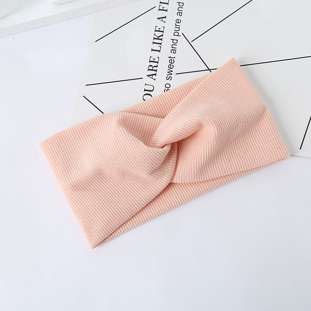 Woman Headband New Turban Solid Headbands Girls Makeup Fabric Elastic Hair Band Twisted Knotted Hair Accessories Headwrap