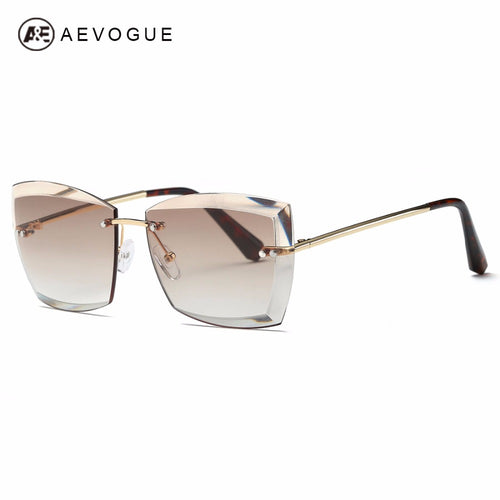 AEVOGUE Sunglasses For Women Square Rimless Diamond cutting Lens Brand Designer Fashion Shades Sun Glasses AE0528