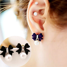 New Fashion Imitation Pearl Heart Crystal Flower Bow Leaf Angel Wings Geometry Stud Earrings for Women Jewelry Bijoux