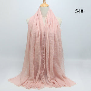 bubble plain scarf/cotton scarf fringes women soft solid hijab popular muffler shawls big pashmina wrap hijab scarves 55 colors