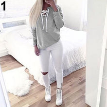 Women Fashion  Casual Sweatshirt  Solid Color Top Full Length Long Sleeve Hoodie