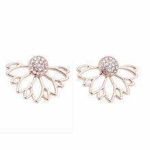 IPARAM 2017 Lotus Crystal Jacket Flower Stud Earrings For Women fashionJewelry Double Sided Gold Silver Plated earrings