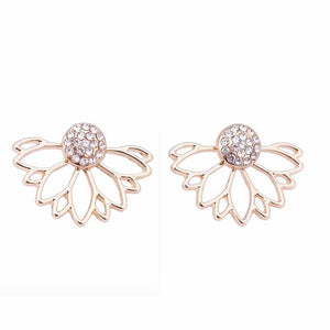 IPARAM 2017 Lotus Crystal Jacket Flower Stud Earrings For Women fashionJewelry Double Sided Gold Silver Plated earrings