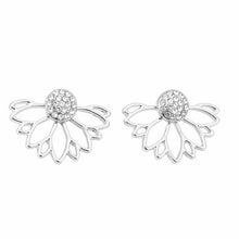 IPARAM 2017 Lotus Crystal Jacket Flower Stud Earrings For Women fashionJewelry Double Sided Gold Silver Plated earrings