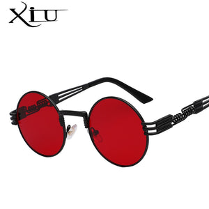 Luxury Metal Sunglasses Men Round Sunglass Steampunk Coating Glasses Vintage Retro Lentes Oculos of Male Sun