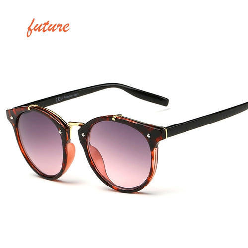 2018 Vintage Round Rivet Sunglasses Women Brand Designer Eyewear UV400 Gradient Female Retro Sun Glasses Elegant Oculos De Sol