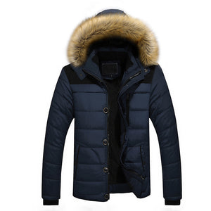 Classic Men Outdoor Warm Winter Thick Jacket Plus Fur Hooded Coat Jacket