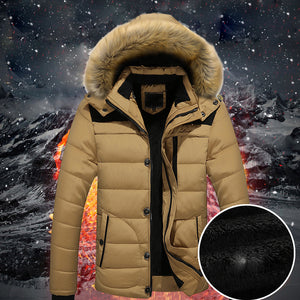 Classic Men Outdoor Warm Winter Thick Jacket Plus Fur Hooded Coat Jacket