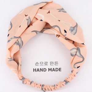 Fresh Fashion Turban Headbands Women Spring Summer Chiffon Headband Head Wrap Wide Flamingo Hair Accessories Cotton Headband