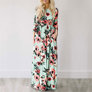 2018 Summer Long Dress Floral Print Boho Beach Dress Tunic Maxi Dress Women Evening Party Dress Sundress Vestidos de festa XXXL