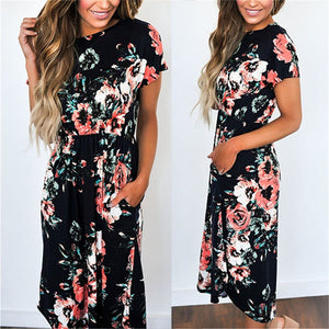 2018 Summer Long Dress Floral Print Boho Beach Dress Tunic Maxi Dress Women Evening Party Dress Sundress Vestidos de festa XXXL