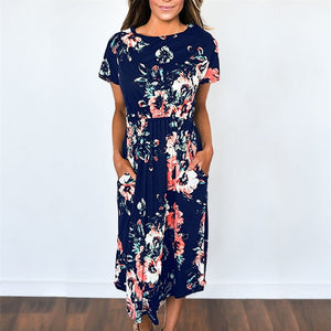 2018 Summer Long Dress Floral Print Boho Beach Dress Tunic Maxi Dress Women Evening Party Dress Sundress Vestidos de festa XXXL