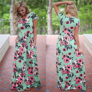 2018 Summer Long Dress Floral Print Boho Beach Dress Tunic Maxi Dress Women Evening Party Dress Sundress Vestidos de festa XXXL