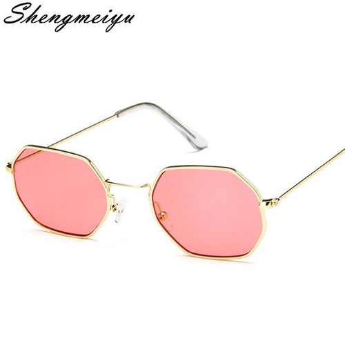 2017 New Polygon Sunglasses Women Men Brand Designer Vintage Sunglasses Gold Clear Sun Glasses Sexy Couple Eyewear Small Shades
