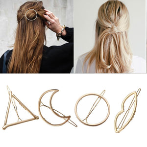 Fashion Woman Hair Accessories Triangle Hair Clip Pin Metal Geometric Alloy Hairband Moon Circle Hairgrip Barrette Girls Holder