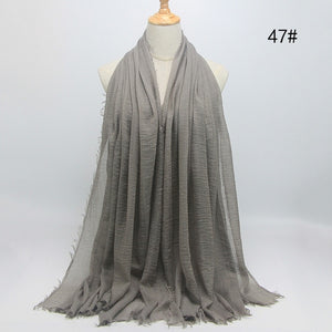 bubble plain scarf/cotton scarf fringes women soft solid hijab popular muffler shawls big pashmina wrap hijab scarves 55 colors