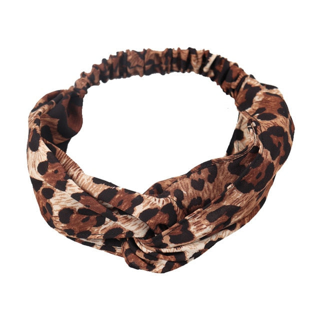 Printing Leopard Cross Headband For Women Turban Hairband Stretch Twisted Knotted Hair Band Hair Accessories Headwear