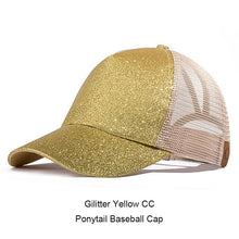 Casual Ponytail Baseball Cap Women Adjustable Snapback Hat Sequins Shine Hip Hop Caps For Women Dad Hat Summer Glitter Mesh Hats