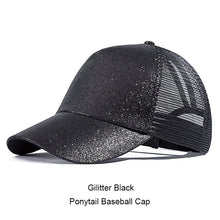 Casual Ponytail Baseball Cap Women Adjustable Snapback Hat Sequins Shine Hip Hop Caps For Women Dad Hat Summer Glitter Mesh Hats