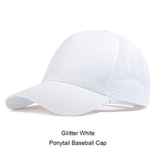 Casual Ponytail Baseball Cap Women Adjustable Snapback Hat Sequins Shine Hip Hop Caps For Women Dad Hat Summer Glitter Mesh Hats