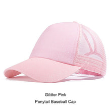 Casual Ponytail Baseball Cap Women Adjustable Snapback Hat Sequins Shine Hip Hop Caps For Women Dad Hat Summer Glitter Mesh Hats