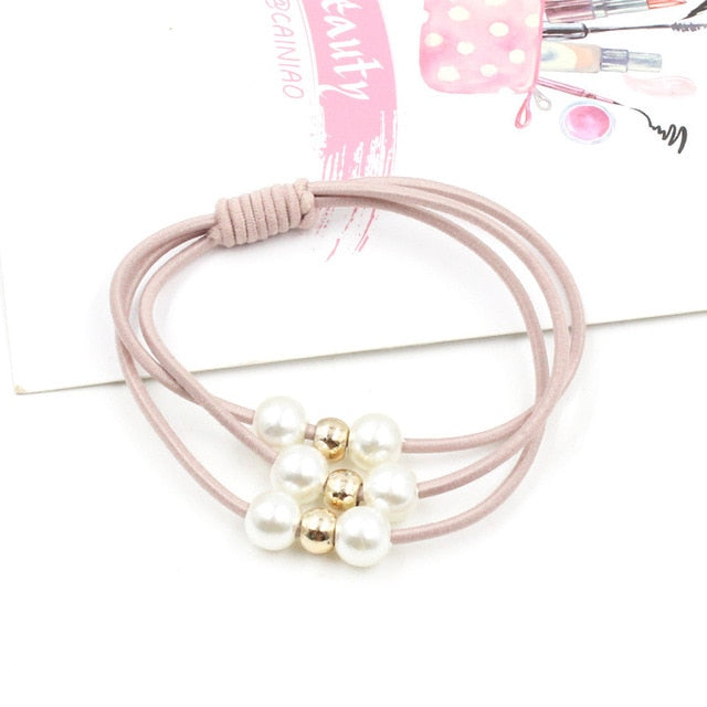 2018 Hair Accessories Pearl Elastic Rubber Bands Ring Headwear Girl Elastic Hair Band Ponytail Holder Scrunchy Rope Hair Jewelry