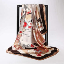 Women Scarf Silk Winter Print Foulard Satin Square Head Scarves Women Luxury Designer Shawls 90*90cm Bandana Large Muslim Hijab