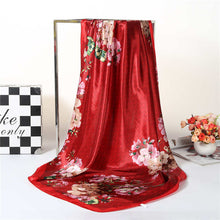 Women Scarf Silk Winter Print Foulard Satin Square Head Scarves Women Luxury Designer Shawls 90*90cm Bandana Large Muslim Hijab