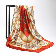 Women Scarf Silk Winter Print Foulard Satin Square Head Scarves Women Luxury Designer Shawls 90*90cm Bandana Large Muslim Hijab