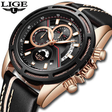 Relogio LIGE Mens Watches Top Brand Luxury Men's Military Sports Watch Casual Leather Waterproof Quartz Watch Relogio Masculino