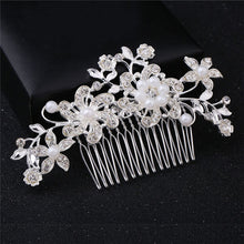 Faroonee Wedding Headdress Simulated Pearl Hair Accessories for Bride Crystal Crown Floral Elegant Hair Ornaments Hairpin 6C0193