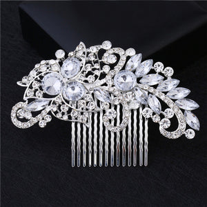 Faroonee Wedding Headdress Simulated Pearl Hair Accessories for Bride Crystal Crown Floral Elegant Hair Ornaments Hairpin 6C0193