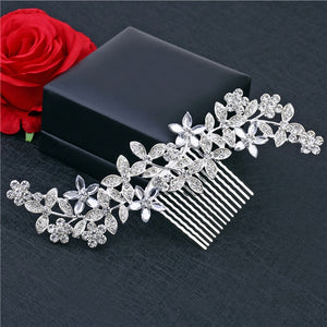 Faroonee Wedding Headdress Simulated Pearl Hair Accessories for Bride Crystal Crown Floral Elegant Hair Ornaments Hairpin 6C0193