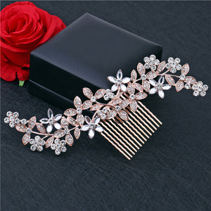 Faroonee Wedding Headdress Simulated Pearl Hair Accessories for Bride Crystal Crown Floral Elegant Hair Ornaments Hairpin 6C0193