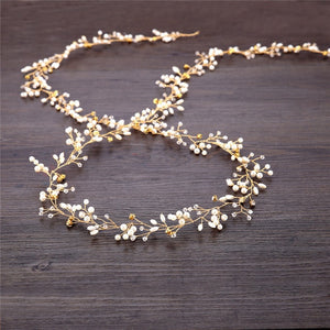 Faroonee Wedding Headdress Simulated Pearl Hair Accessories for Bride Crystal Crown Floral Elegant Hair Ornaments Hairpin 6C0193