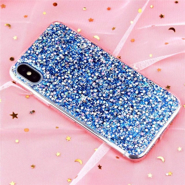 MaxGear Case for iPhone 6 6S Case Silicon Bling Glitter Crystal Sequins Soft Cover Fundas for iPhone 5SE 5S 7 8 Plus X XR XS Max
